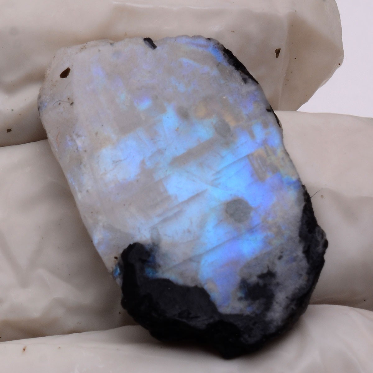 Blue Aurora~ Set Of 4 Pcs Natural Moonstone 25mm-29mm Rough Slabs Gemstones Lot