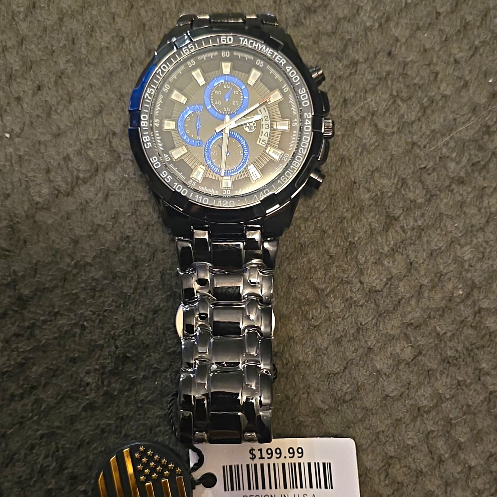 A|X Sports Master Chronograph Tachymeter Men’s Wristwatch Date Black Bracelet