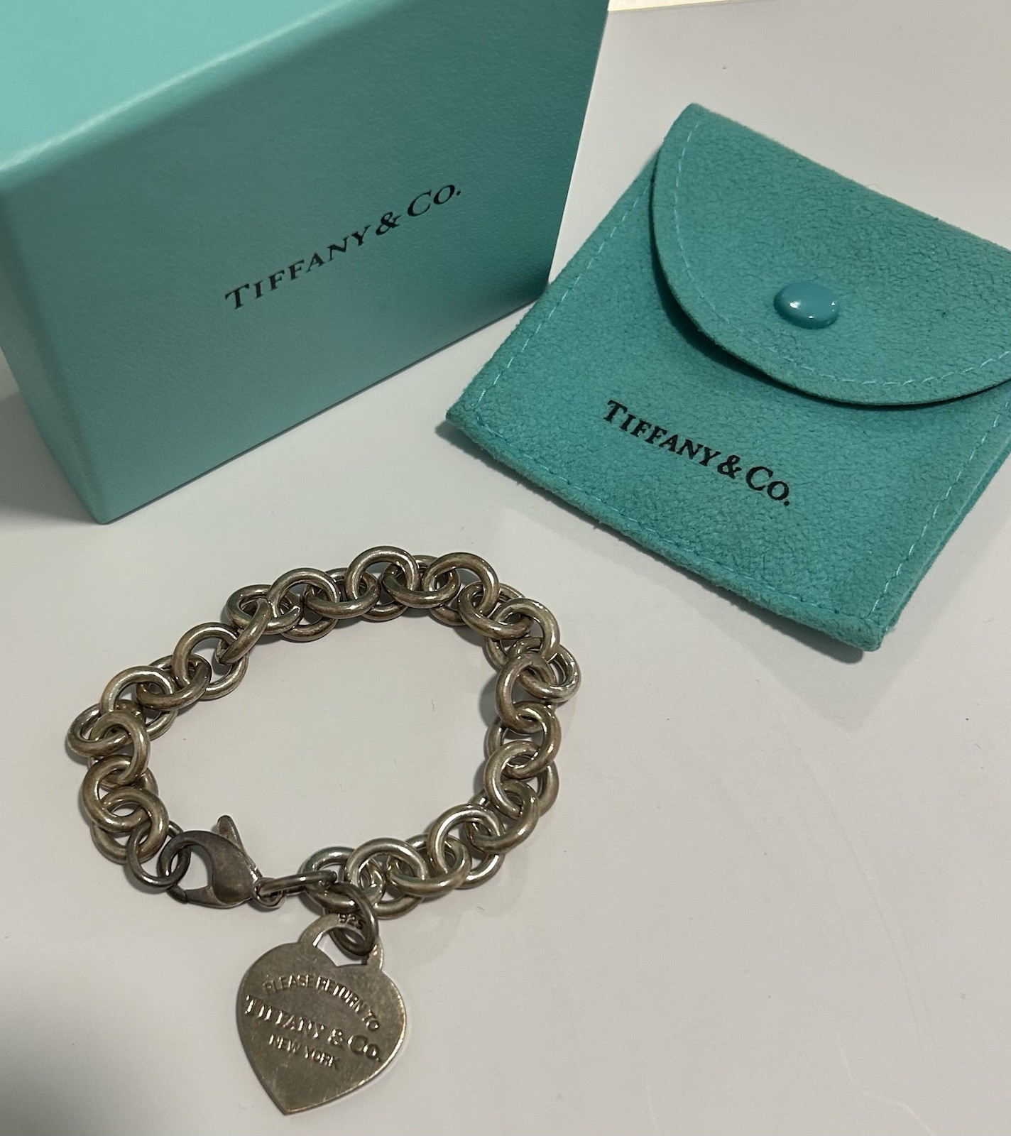Tiffany & Co. Return to Tiffany Heart Tag 925 Silver Cable Bracelet