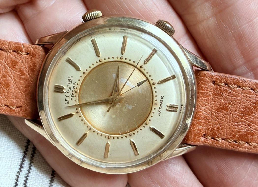 1950s JAEGER-LECOULTRE AUTOMATIC MEMOVOX ALARM ORIGINAL DIAL K815 JUMBO 38mm BOX