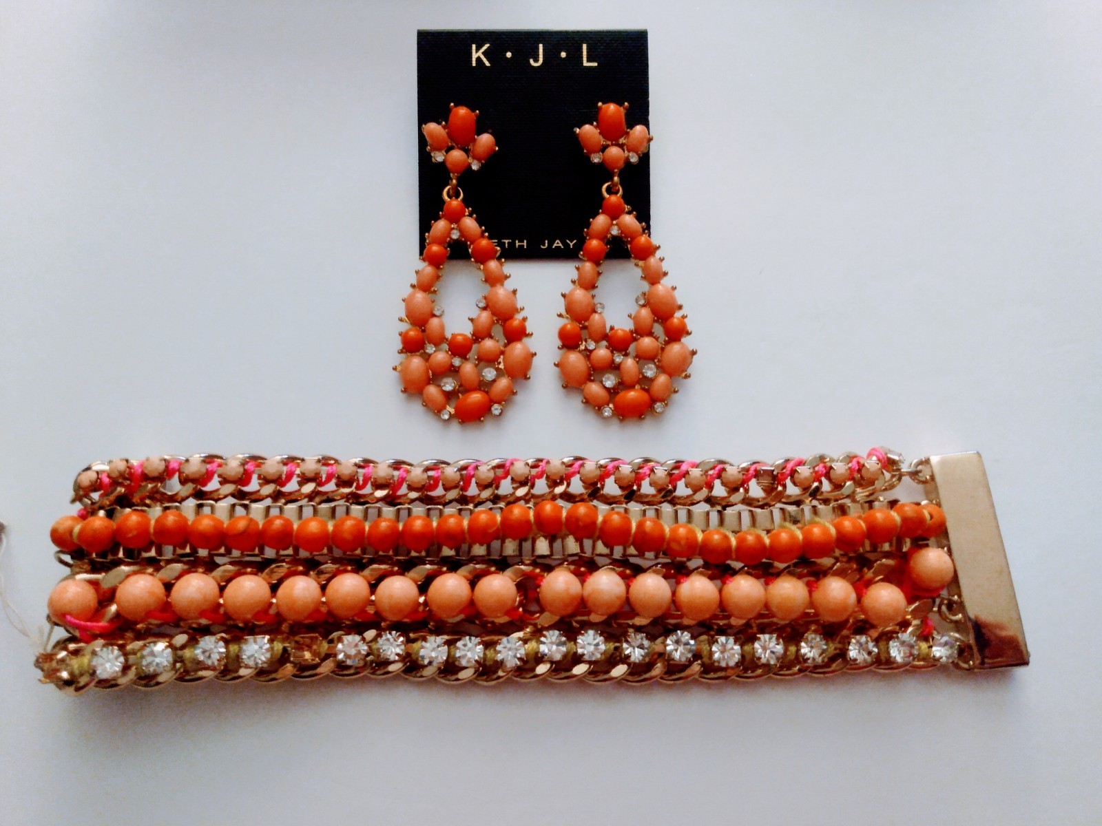 ZOE+SYD Rhinstones & Gemstones Bracelet & Kenneth Jay Lane Earrings New Tag Box