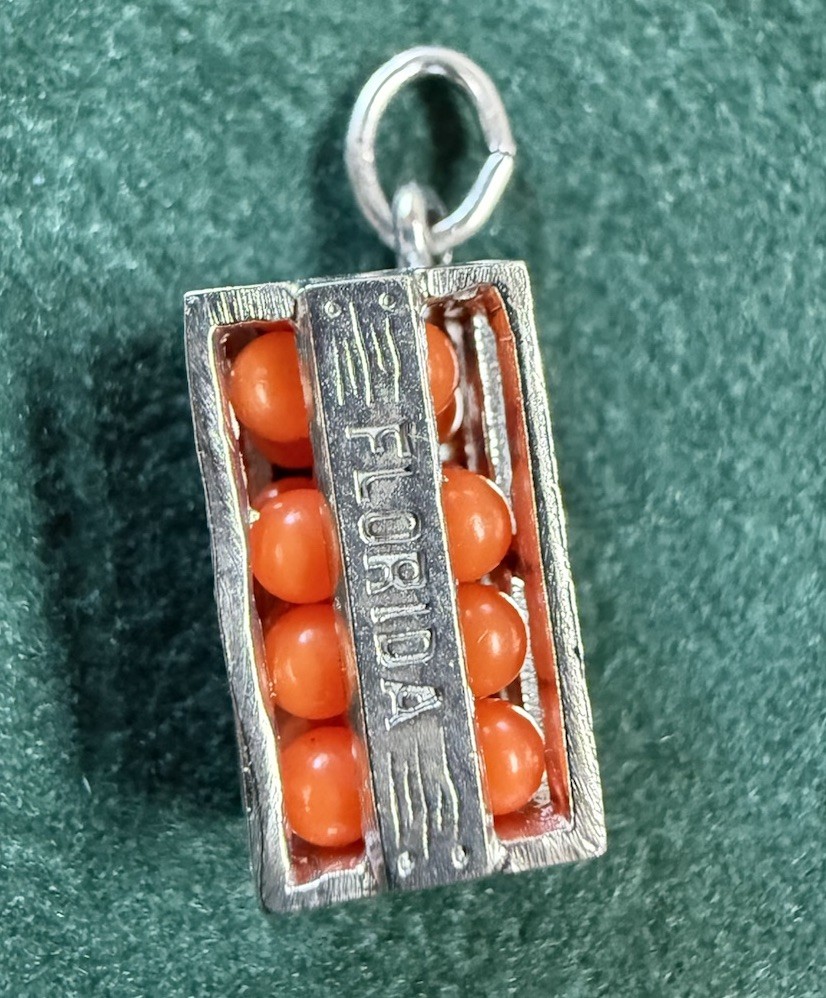 Rembrandt Florida Oranges crate Charm Pendant Sterling Silver 4960 NWT