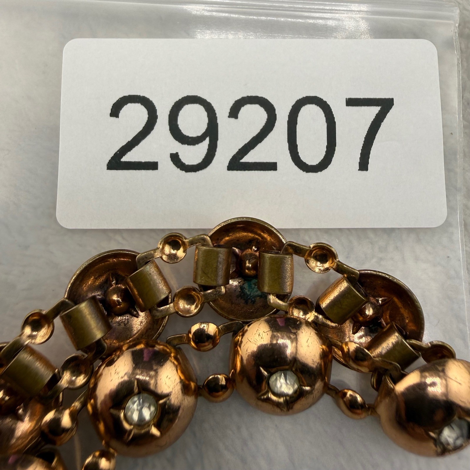 Vintage Bracelet Gold Tone Domed Star Set Rhinestone Link 6in