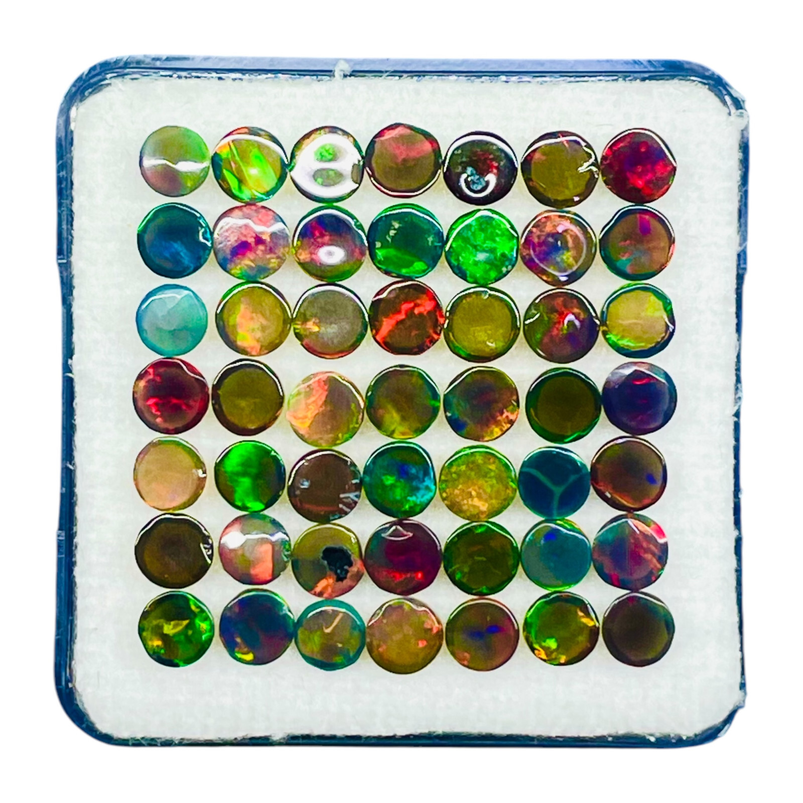 50 Pcs Natural Ethiopian Black Opal 3.8mm Round Flashy Cabochon Gemstone Lot