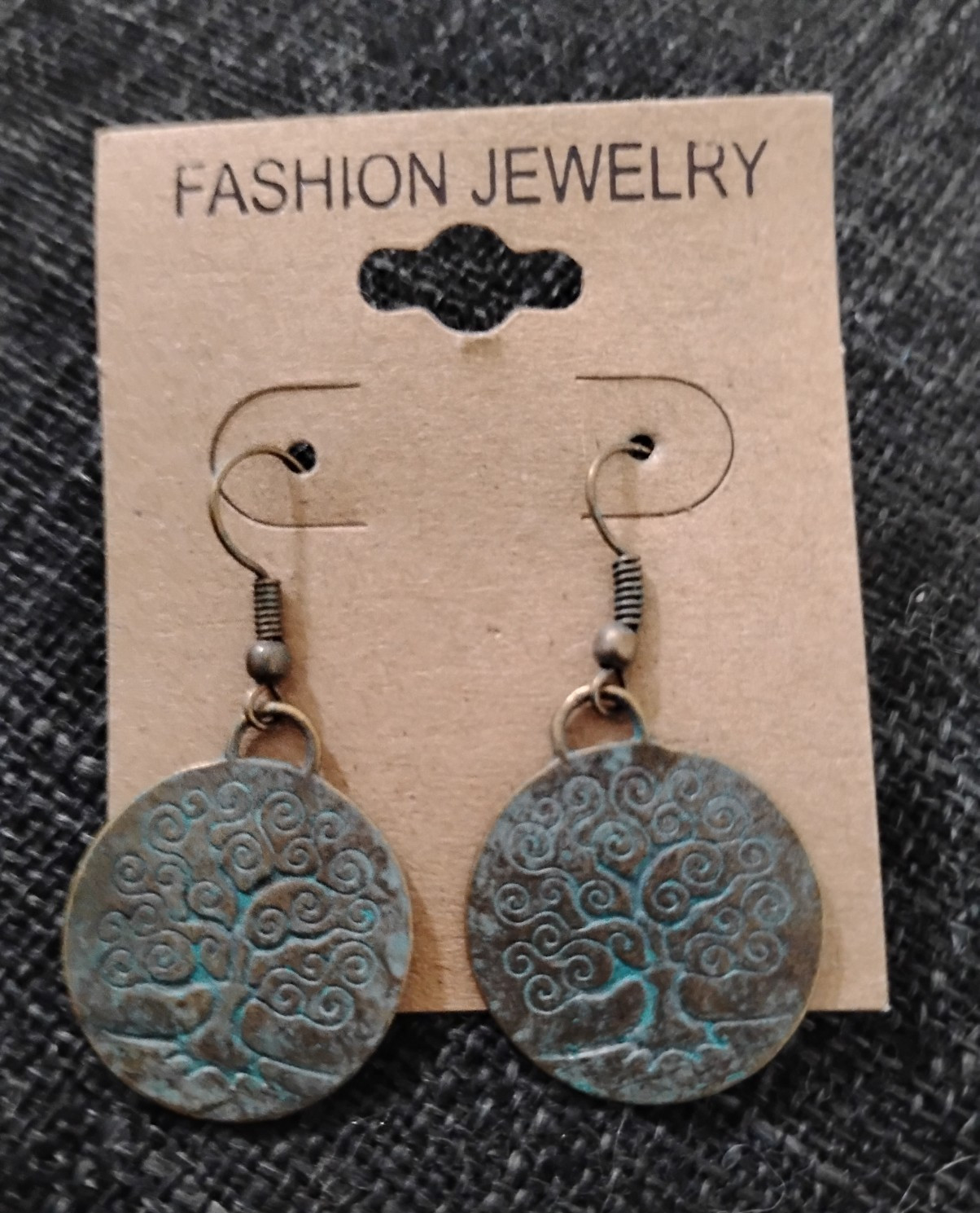 Bronze Tone Tree of Life Round Disc Dangle/Drop Hook Earrings