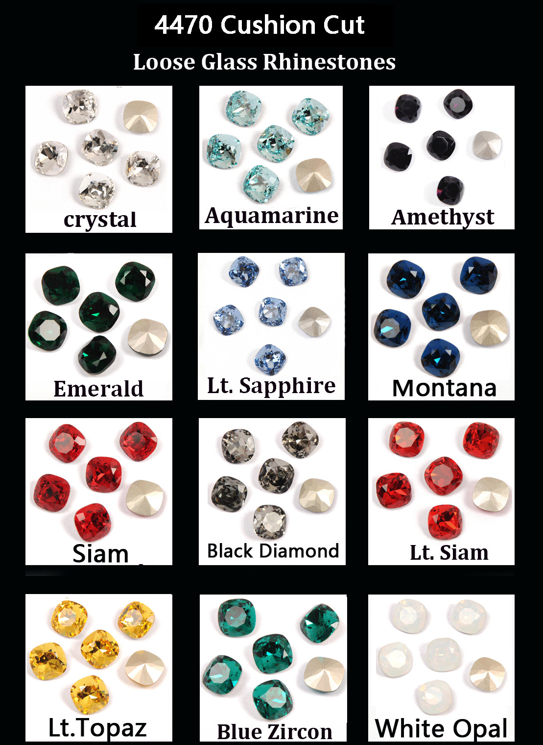 Cushion Cut All Colors Sewing Glass Rhinestones Sew On Diamond Strass Stones DIY