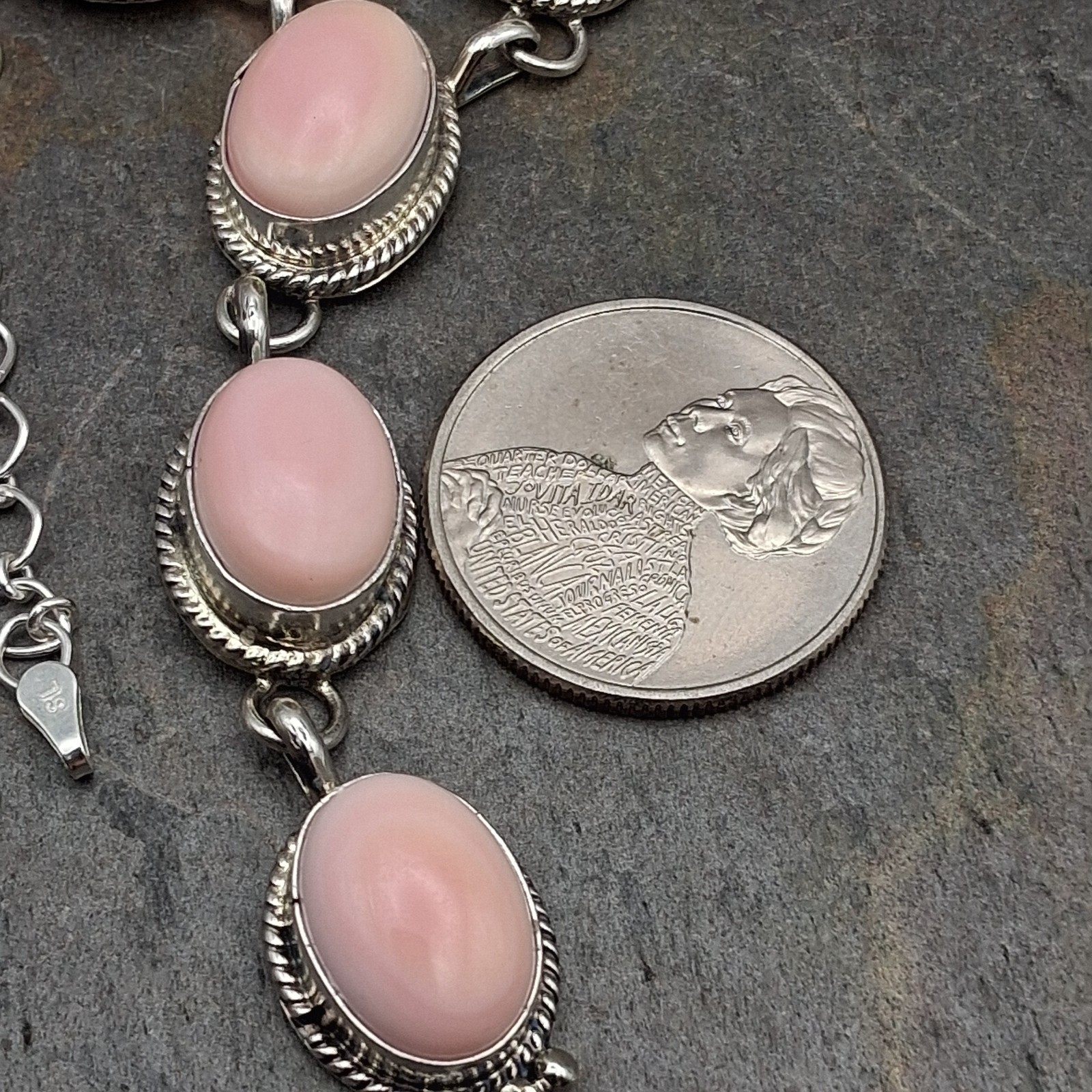 Martinez Pink Conch Lariat Necklace Earrings Set Sterling Silver Navajo Signed