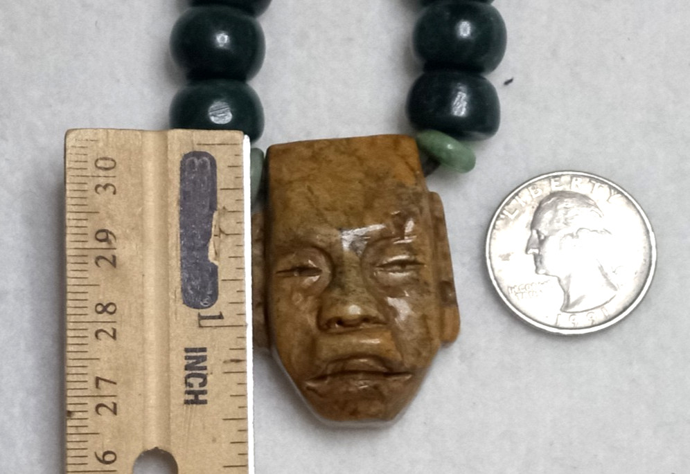 Toltec Modern Precolombia Mask With Guatemala Beads Neckalce.