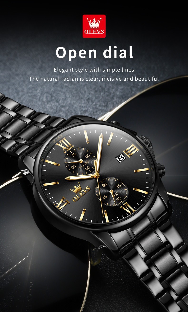 OLEVS 2886 Luminous Multifunctional Male Popular Steel Classic Quartz Watch