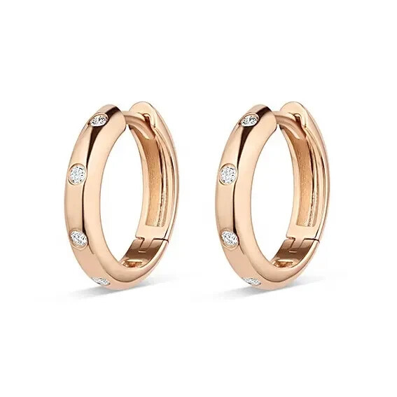 9ct Rose Gold on Silver 11mm Huggie Hoop Ladies Earrings