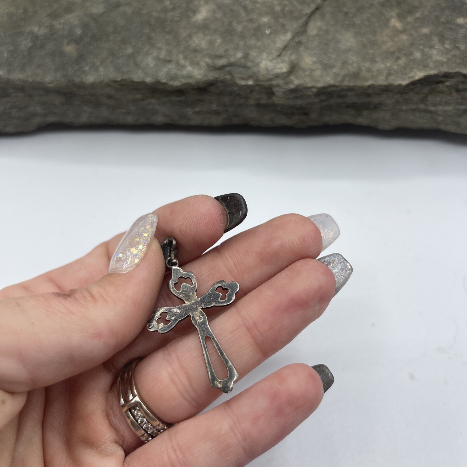 Beautiful 925 Sterling Silver Cross Design Pendant/ Charm # P112