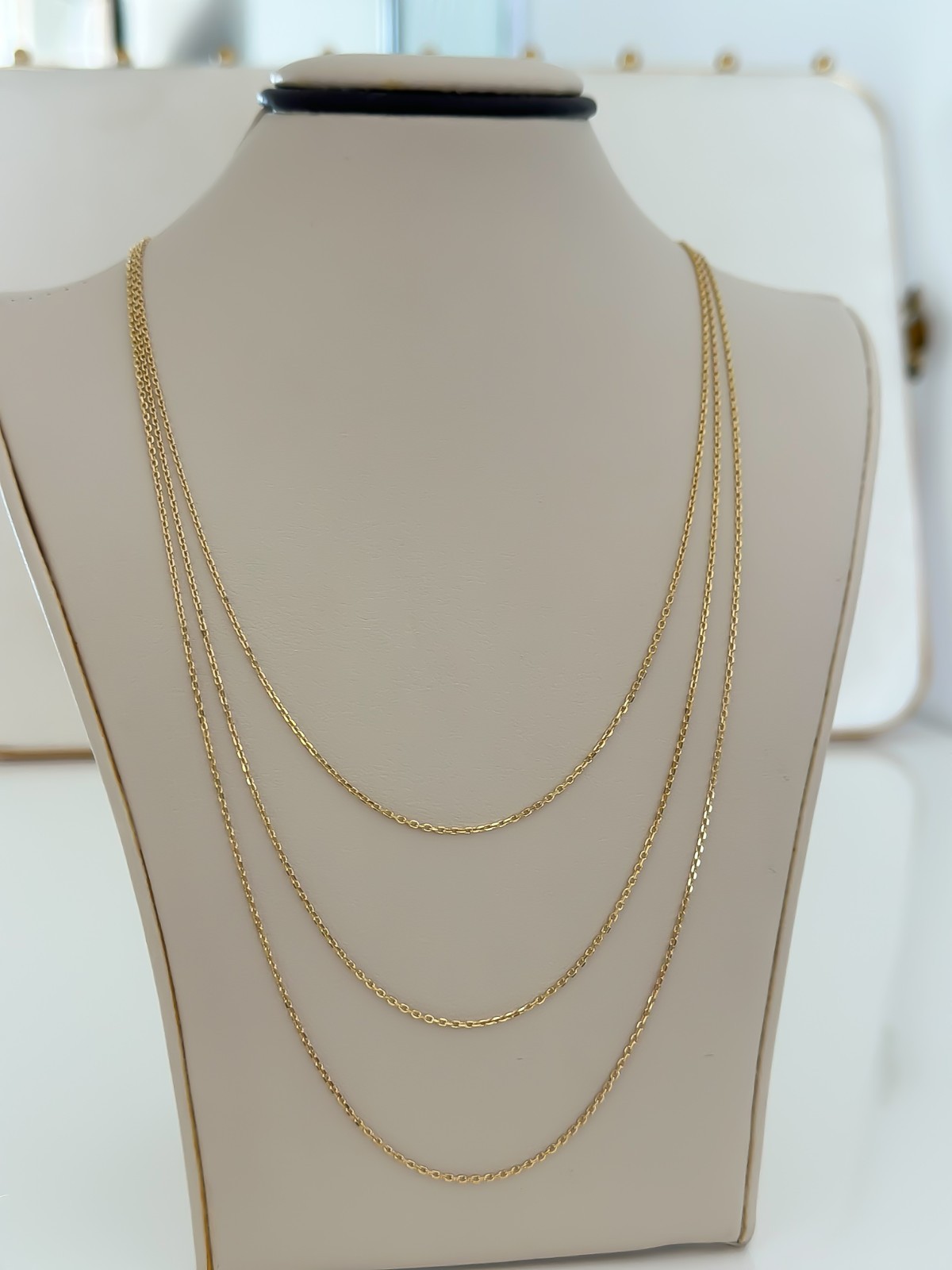 14k Solid Gold Cable Link Chain 1.2mm, Boston Link 16″ 18″ 20″ Necklace Lobster