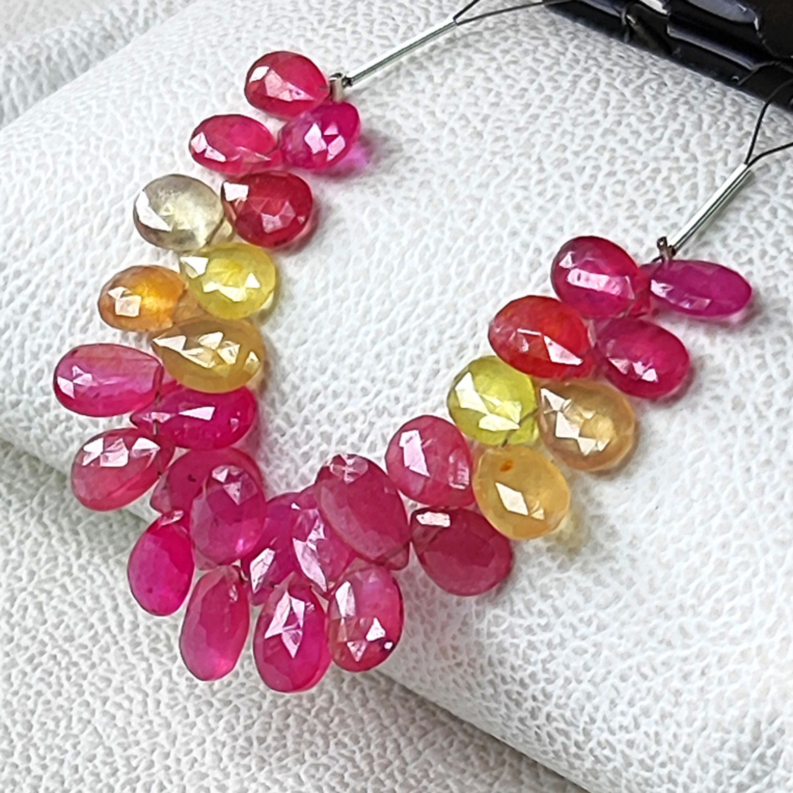 Sri Lanka Multi Sapphire 9×6-10x7mm Faceted Pear Shape Beads 4″ Strand Gemstone
