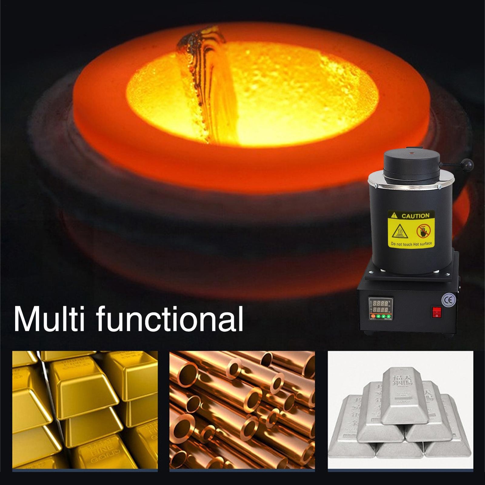 Upgraded Electric Metal Melting Furnace Kit w/ 3KG Crucible+Casting Ingot Mold–