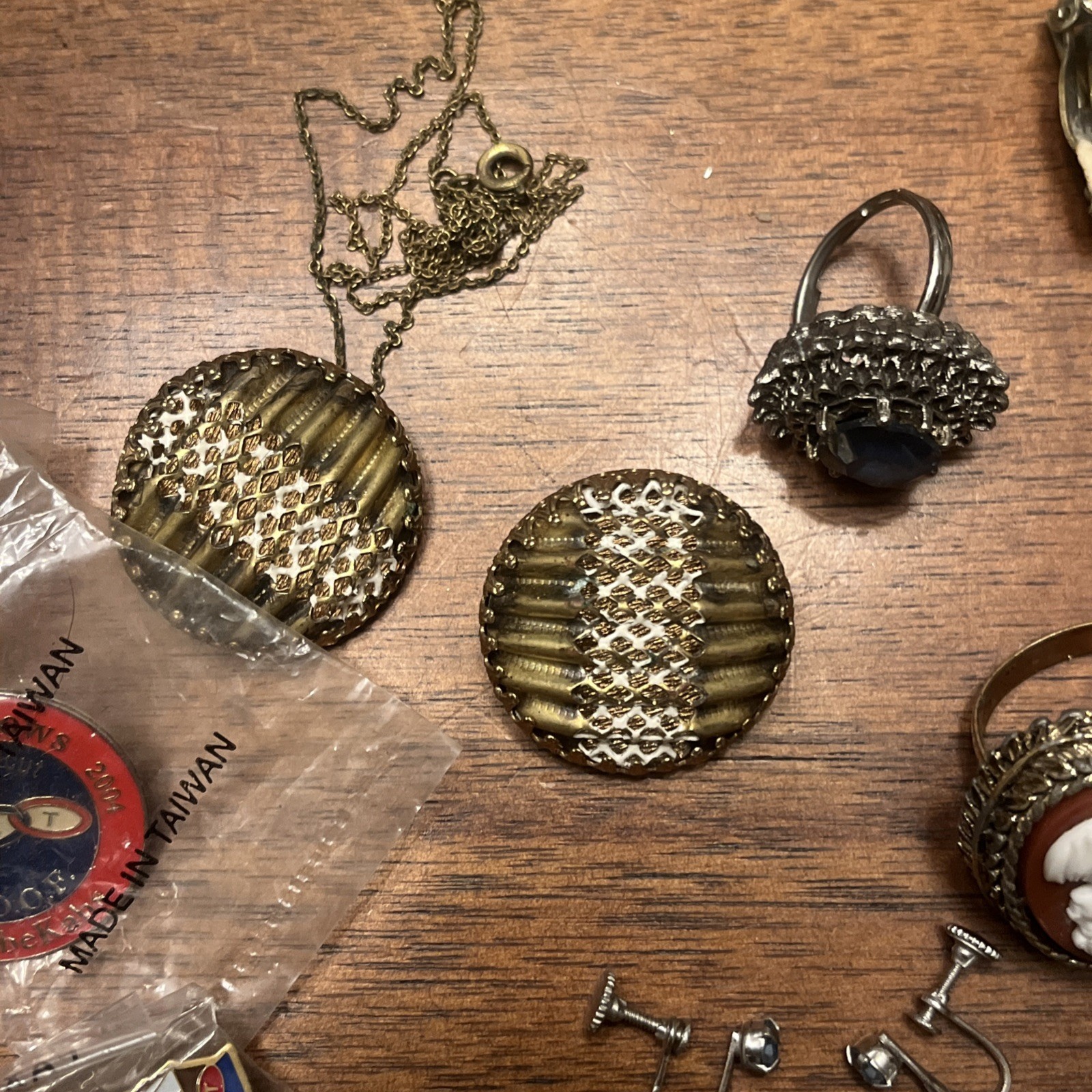 Vintage Estate Costume Jewelry LOT Timex CORO Watch & Earrings Melba Brass