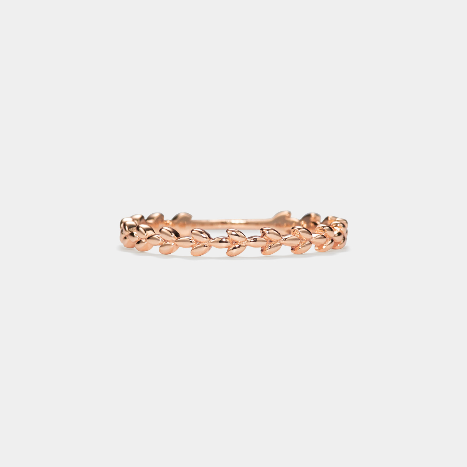 Dainty Olive Tree Leaf Band Stacking Thin Ring in 925 Sterling Silver