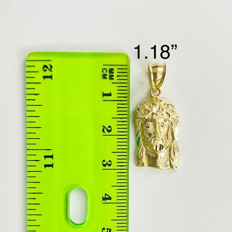 10K Solid Gold Jesus Face Pendant, 10k Real Gold Jesus Christ Pendant – GP102
