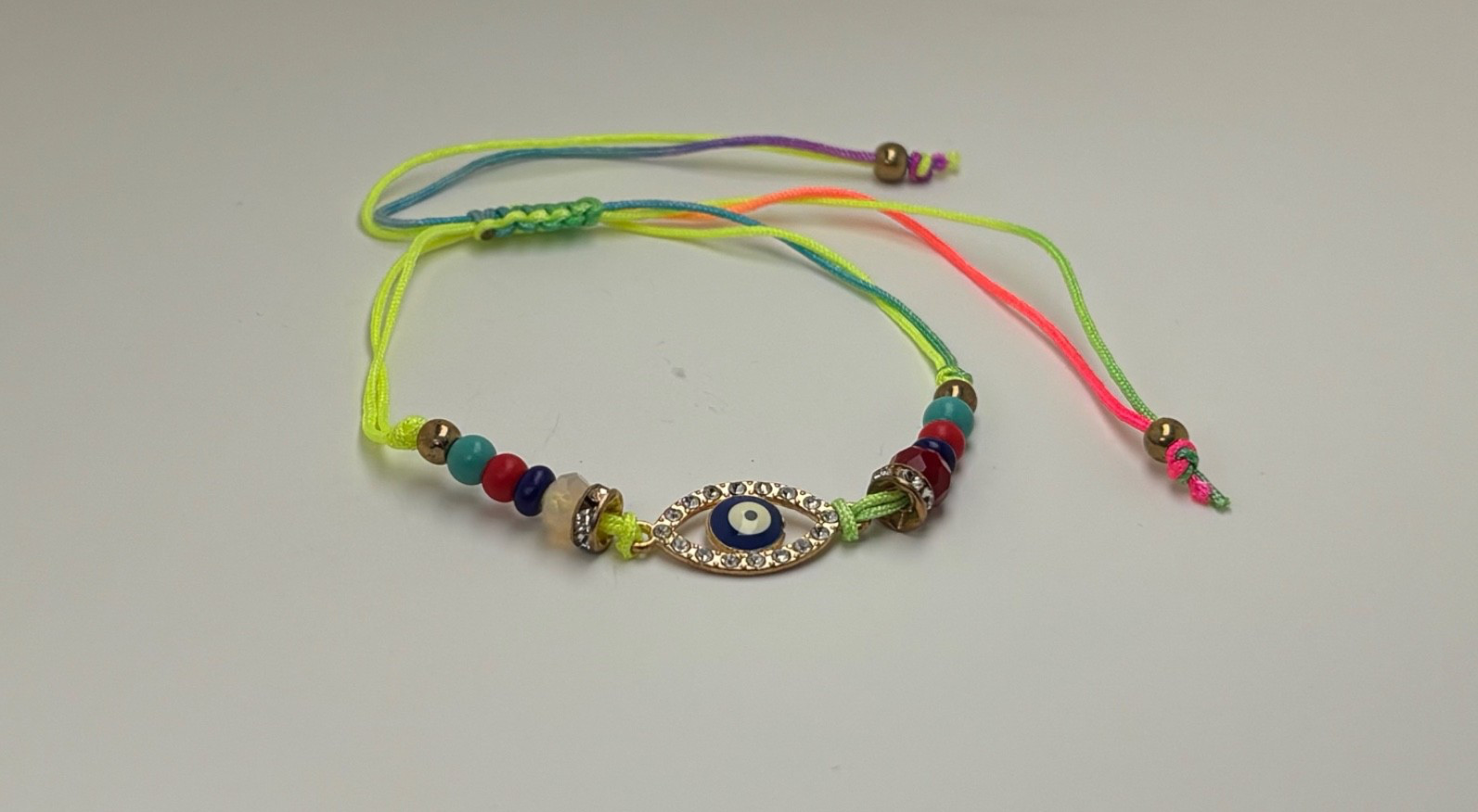 Evil Eye Bracelet Adjustable Handmade Cord Bracelet Colorful Beaded Protection L