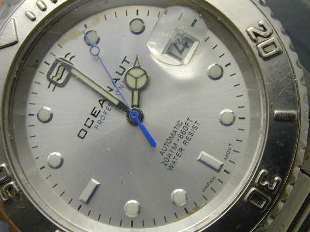 OCEANAUT PROFESSONAL DIVER AUTOMATIC 21 J MYOTA RUNS GREAT SUFFED DATE GLASS