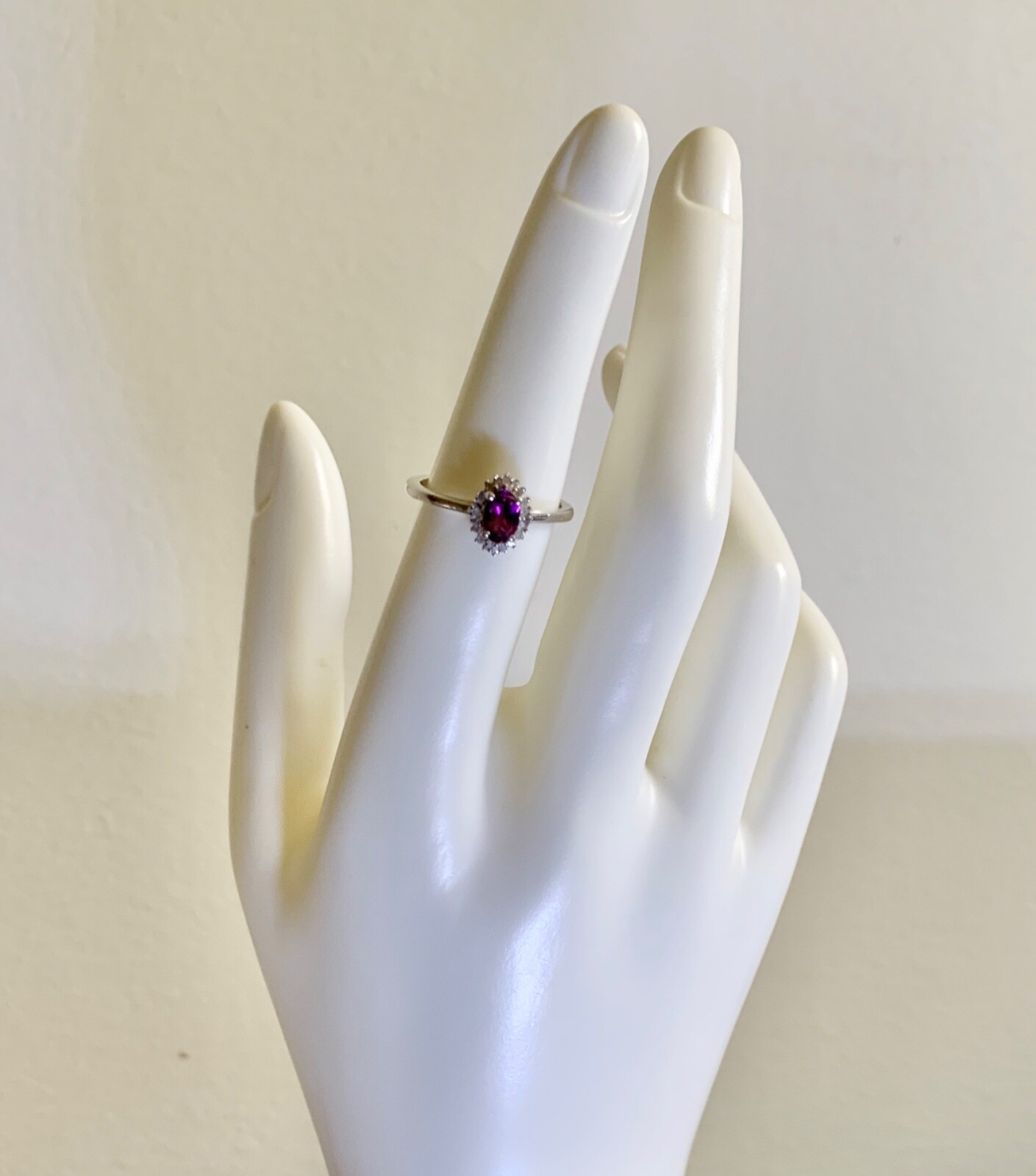 Radiant Ember Garnet, Diamond Art Deco Ring – Size 6 (.60 ctw.)