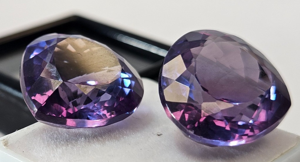 Colour Change 40+ Ct Alexandrite Pear Cut Natural Pair Loose Gemstone
