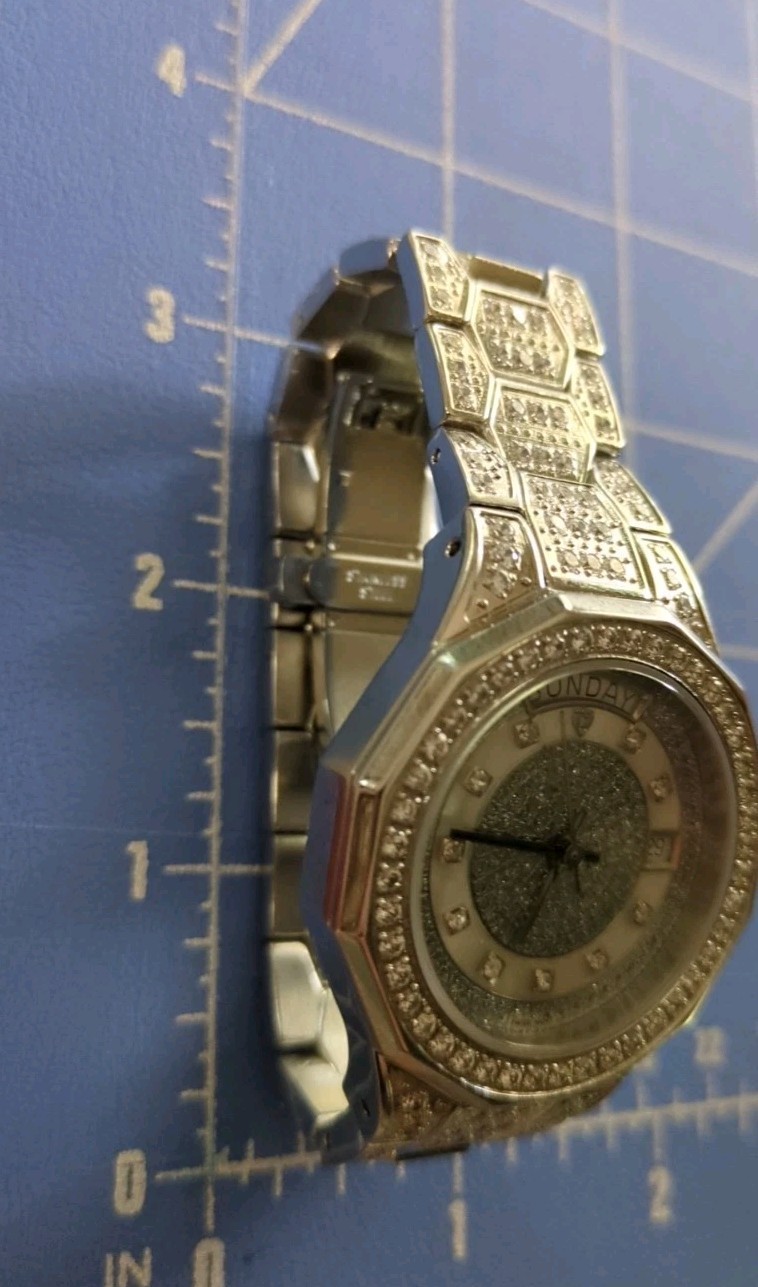 Silver Croton Vintage Rhinestone Stainless Steel Automatic Watch. Brand New!!
