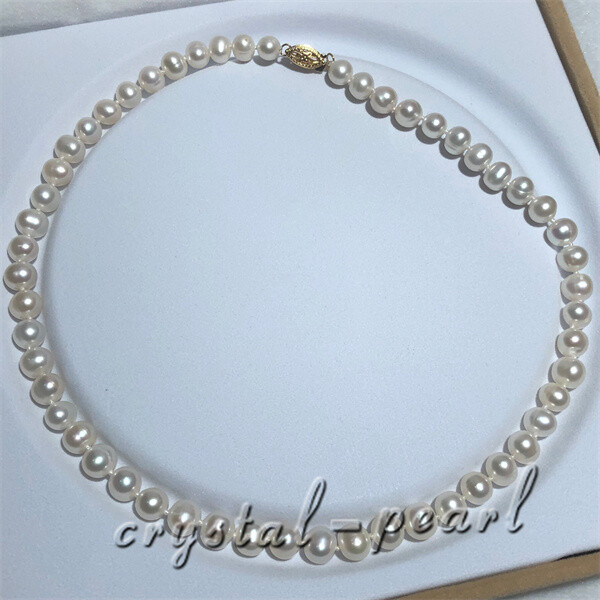 AAA 8-7 mm South Sea white pearl necklace 16″ 18″ 20 ” 14k Gold Clasp