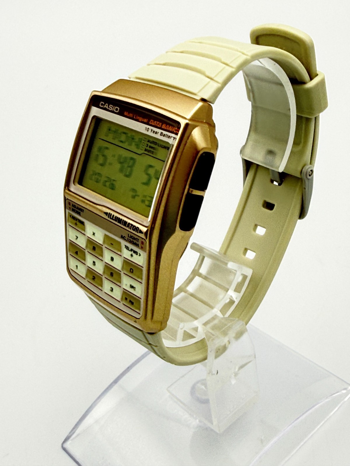 CASIO DBC-32 Data Bank Digital Calculator Beige Gold Color Quartz Watch – Rank A