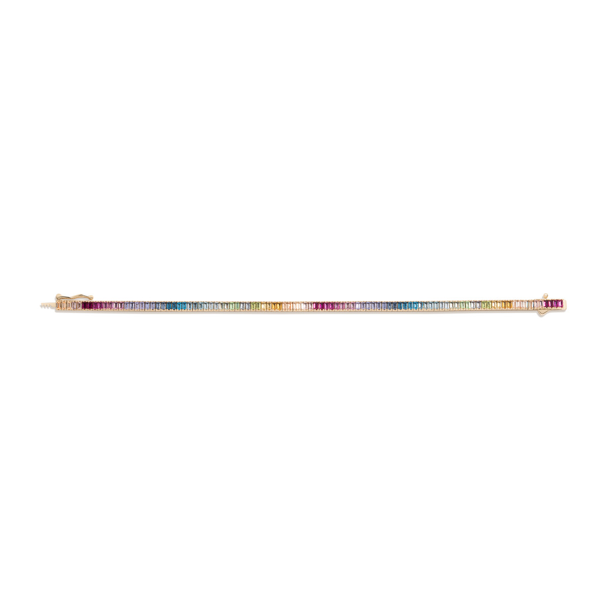 Rainbow Baguette Tennis Bracelet Colorful Stone Women Gift Jewelry