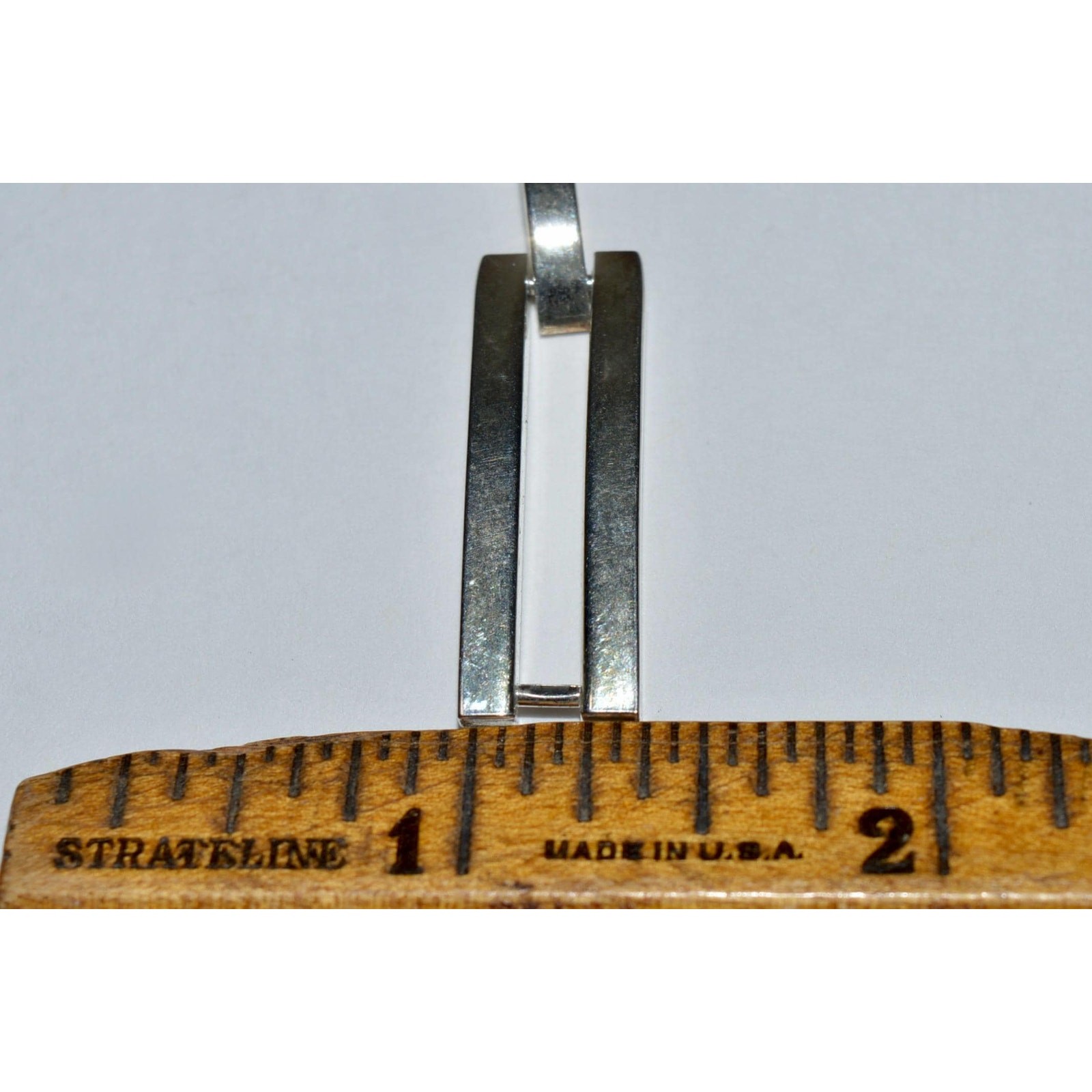 Sterling Silver Link Bracelet, Modernist 5 Link Bracelet Hidden Fold Over Clasp