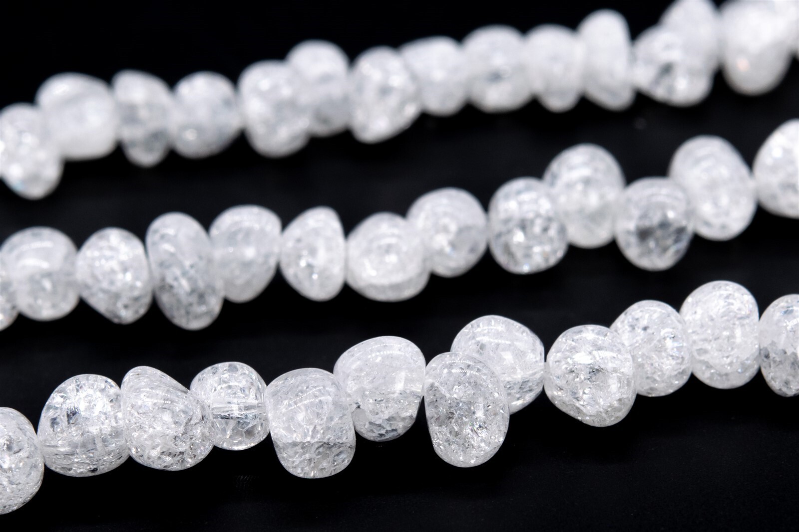 9x7MM White Crystal Quartz Crack Pattern Pebble Chips Grade AAA Natural Beads