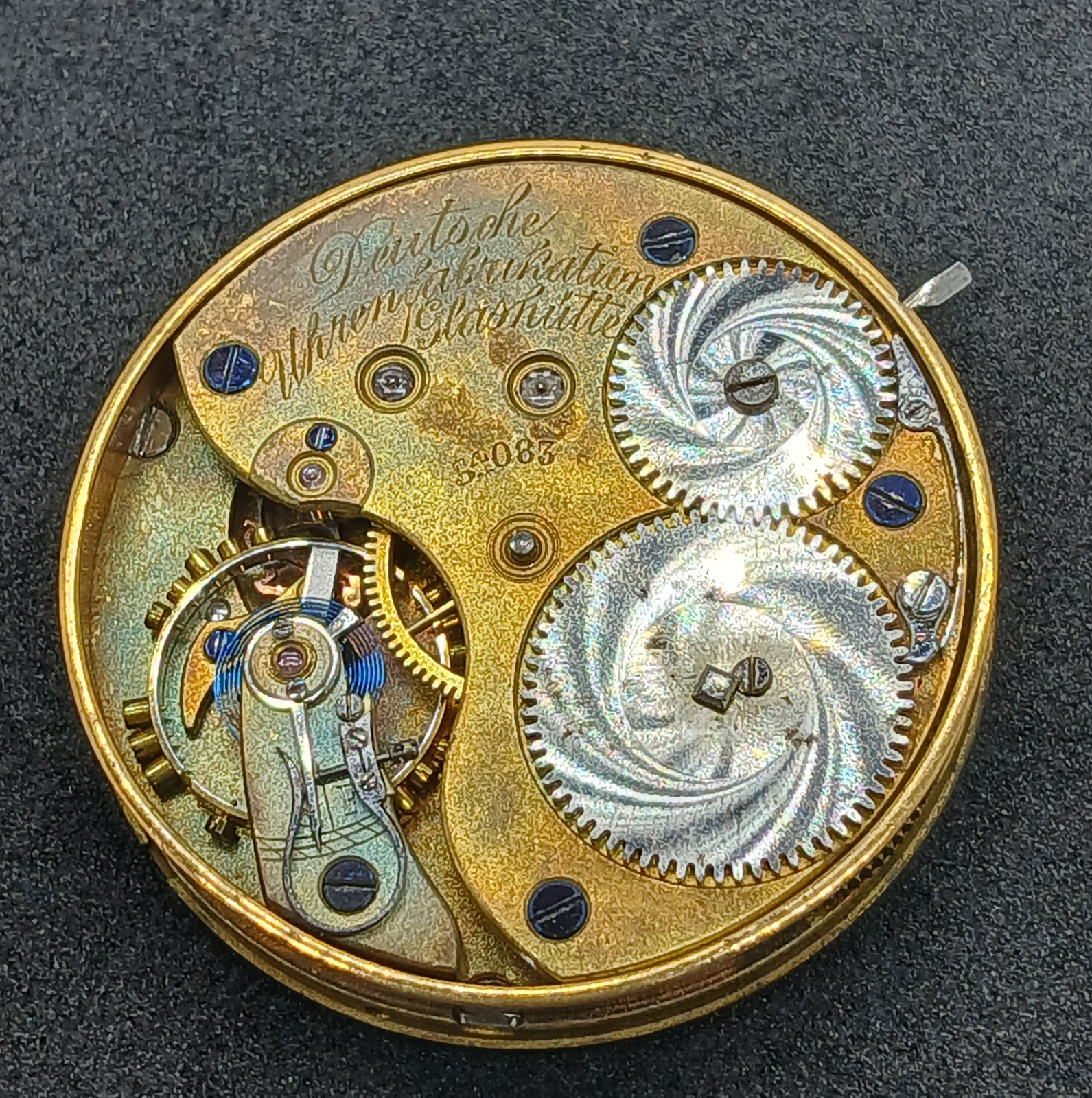 Vintage A. Lange & Söhne Glashutte Pocket Watch Movement N°54083 Dial 43mm
