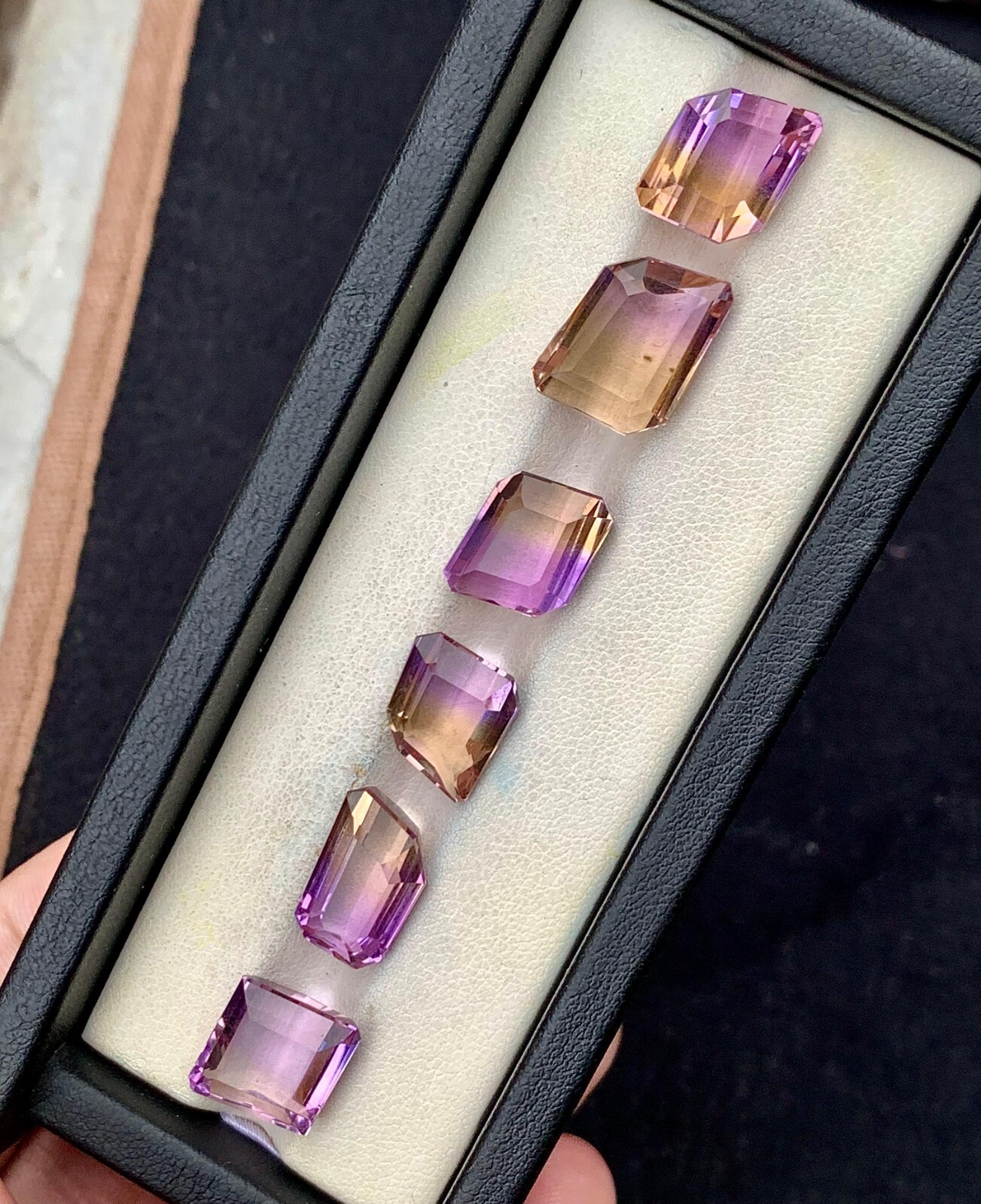 40 Carat Natural Ametrine Emerald Cut Gemstone Lot of 6 Pieces | Bi-Color