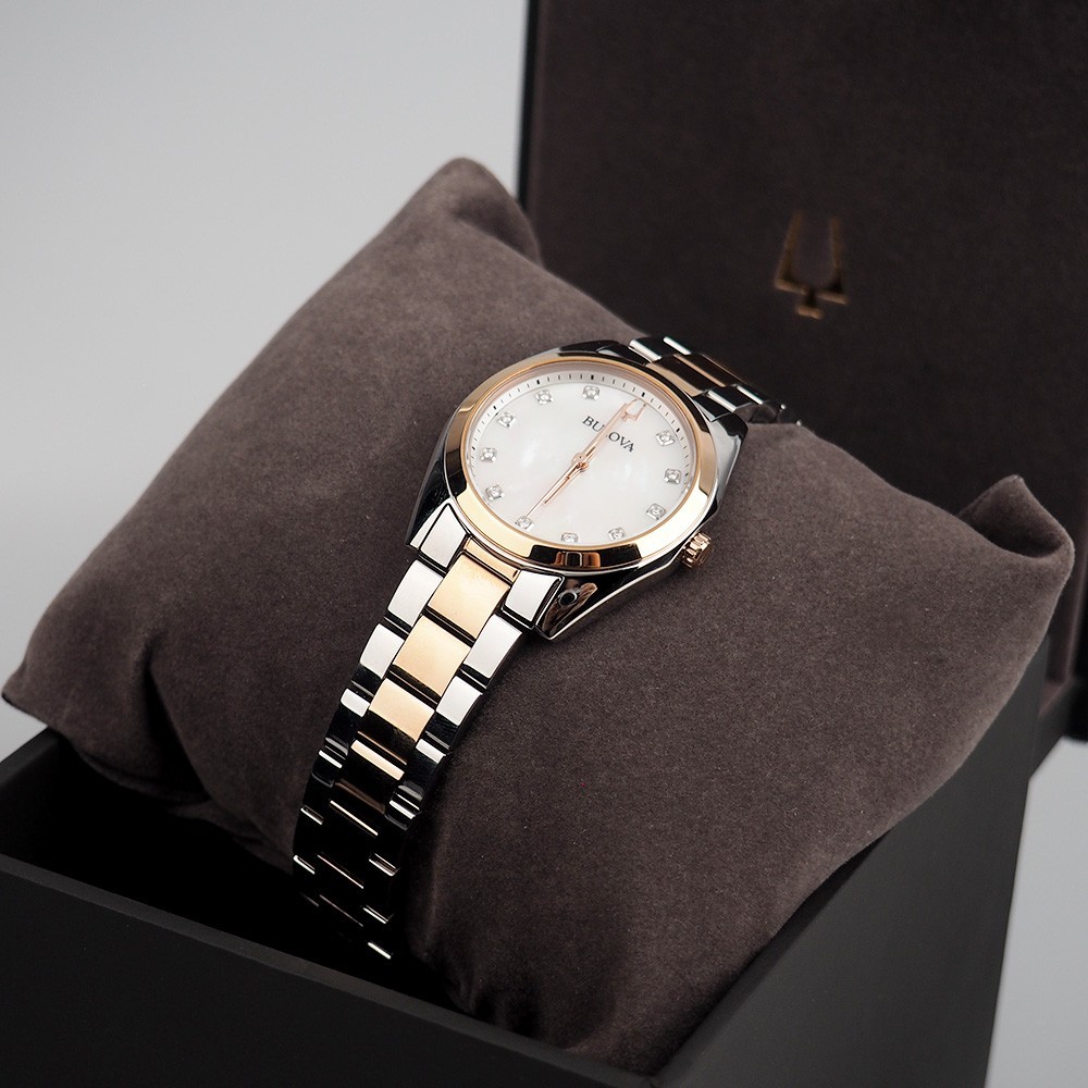 Bulova Surveyor 98P207 Diamond Mother of Pearl Dial Women’s Quartz Watch 31MM