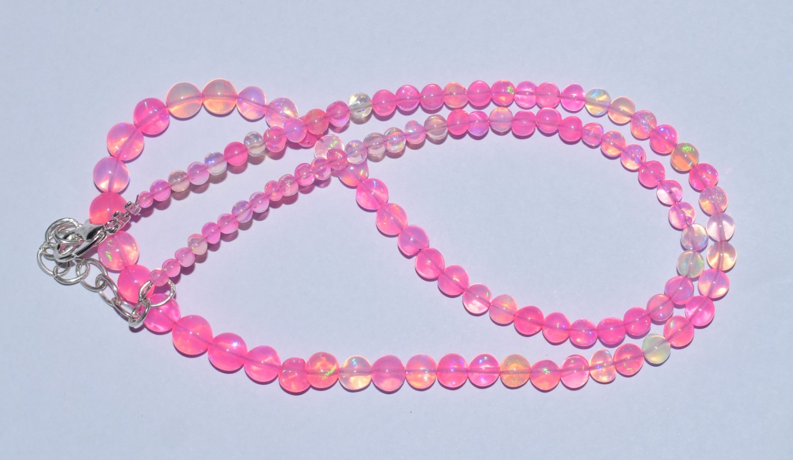 16″Natural Ethiopian Opal Wello Fire Opal Gemstone Beads Necklace Jewelry