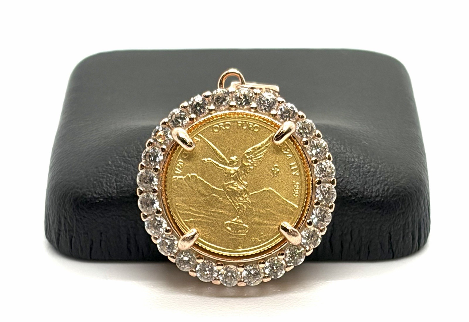 24K Gold Libertad 1/20 oz Gold Coin Pendant Sterling Silver 925 CZ Gift