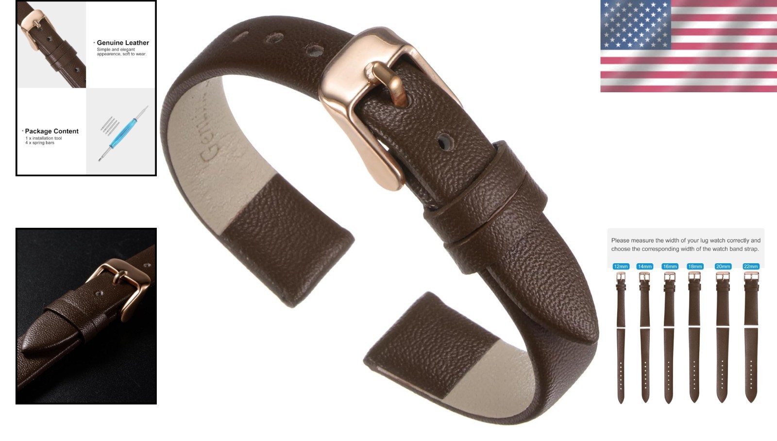Versatile 12mm Leather Watch Strap – Elegant & Breathable for Every Occasion