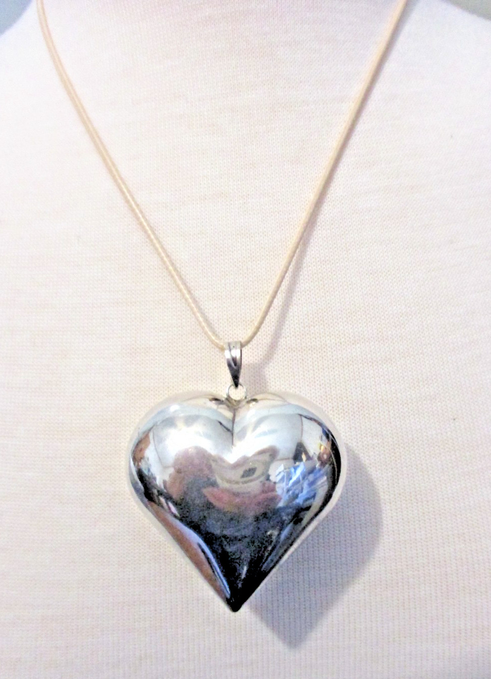 Puffy Heart Pendant. Heart measures approximately 1 3/4 inches by 1 3/4 inches.