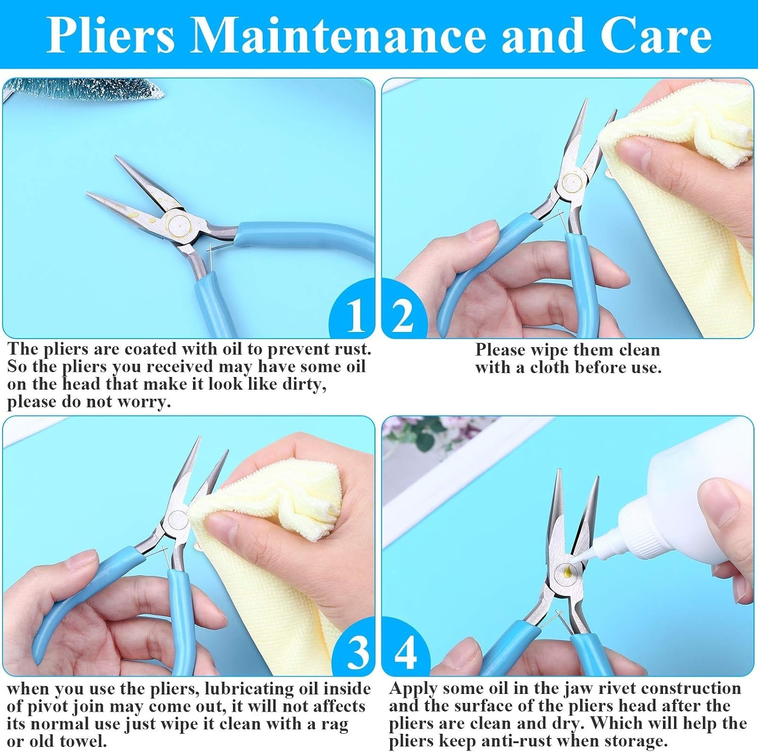 Heavy-Duty Jewelry Pliers Set with Ergonomic Rubber Handles – 3 Tools Included