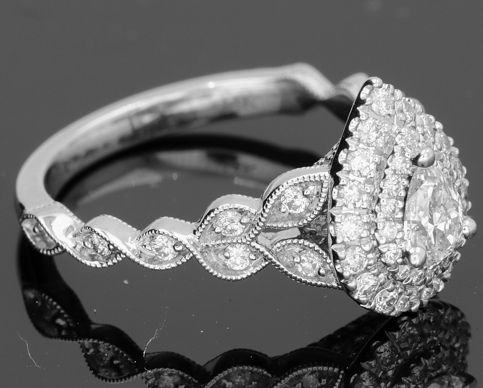 Ring Nail Lane 14k W/G 4.1gr Size7 Diamonds 0.27ct+0.46ct mele VS1 /VS #1675