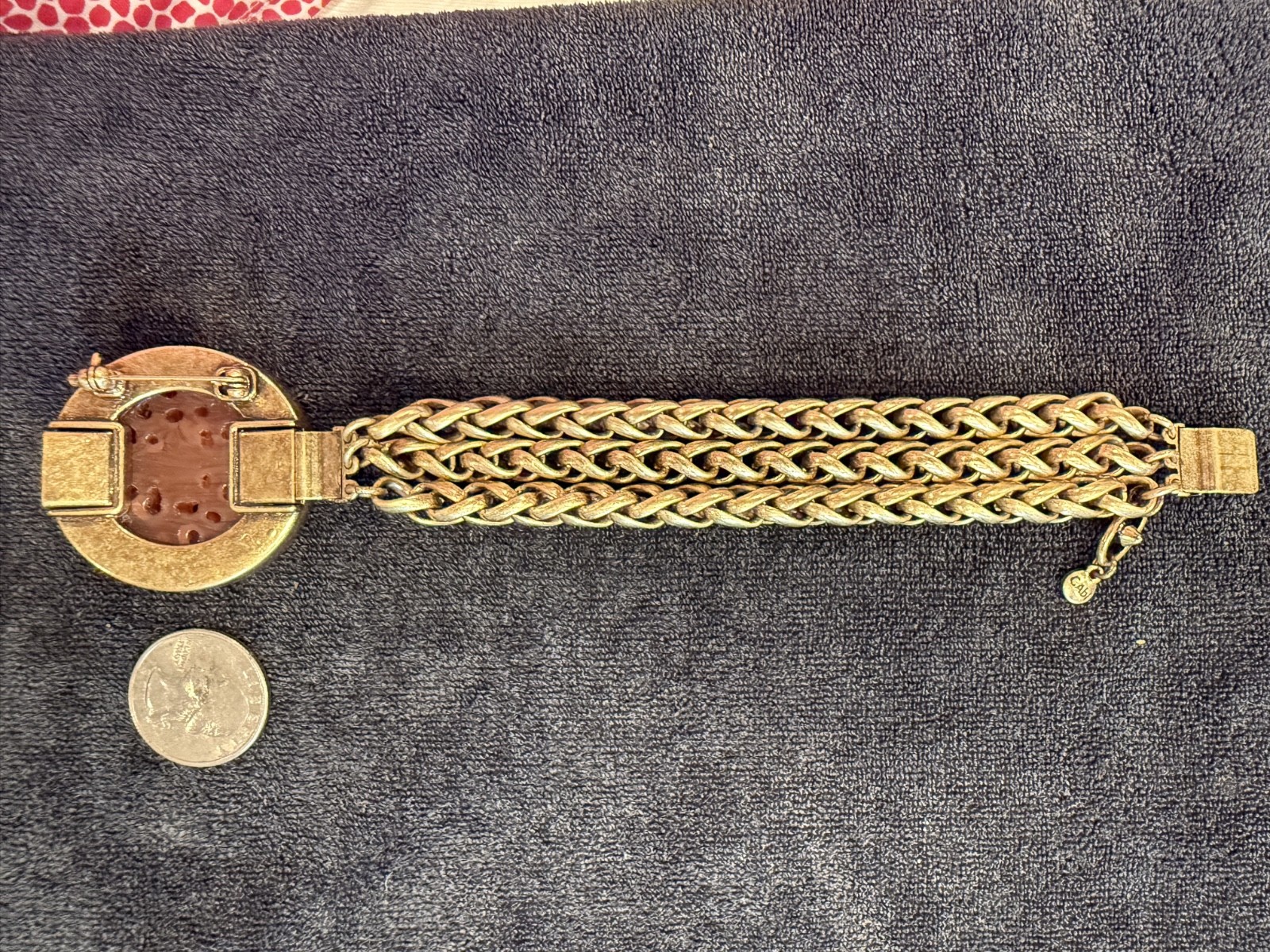 CAbi Villa Convertible Gold Chain Bracelet/Brooch w Cabi Box