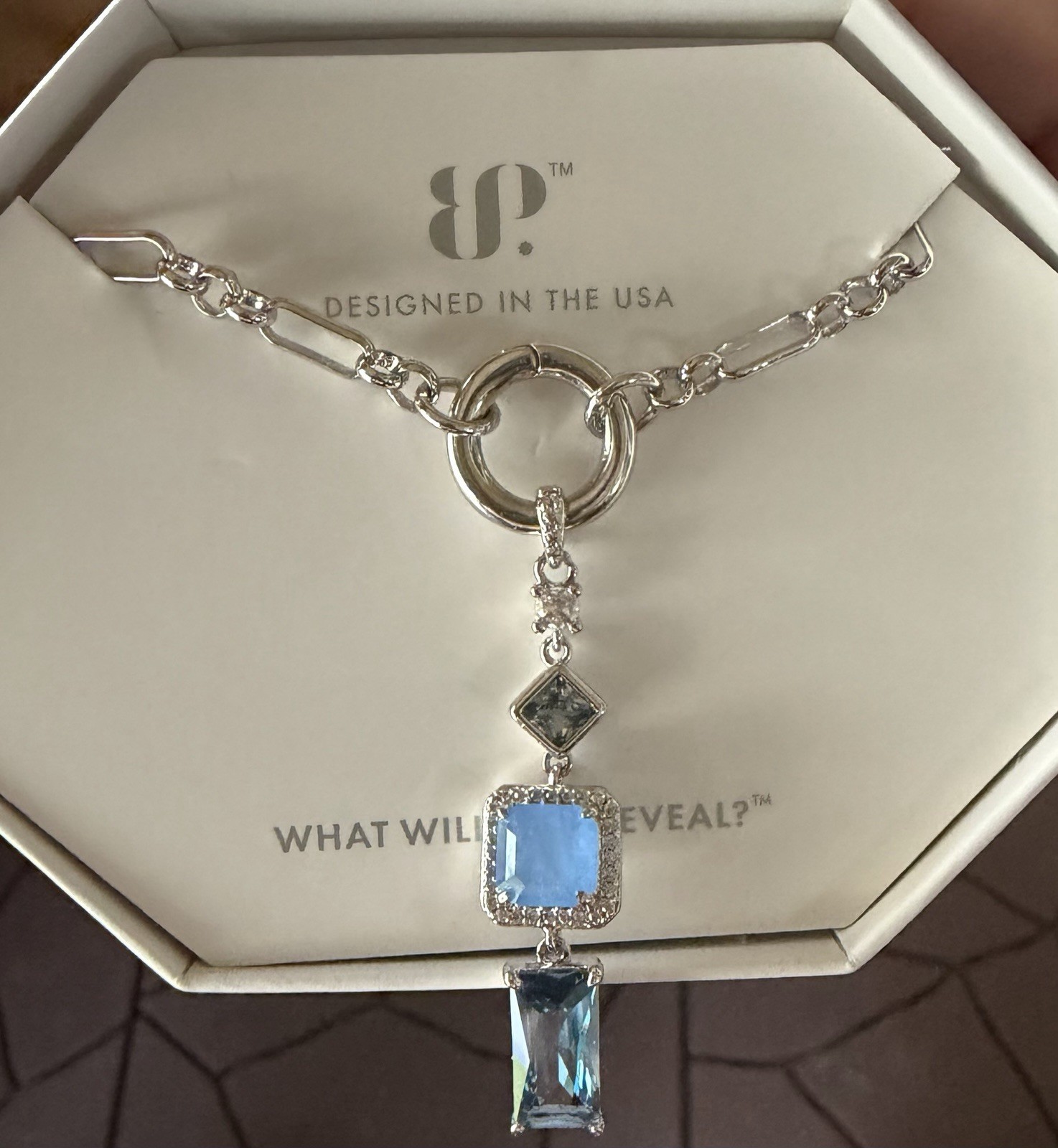 Bom. Party She’s Everything Gradient Blue Topaz Rhodium Plating Necklace