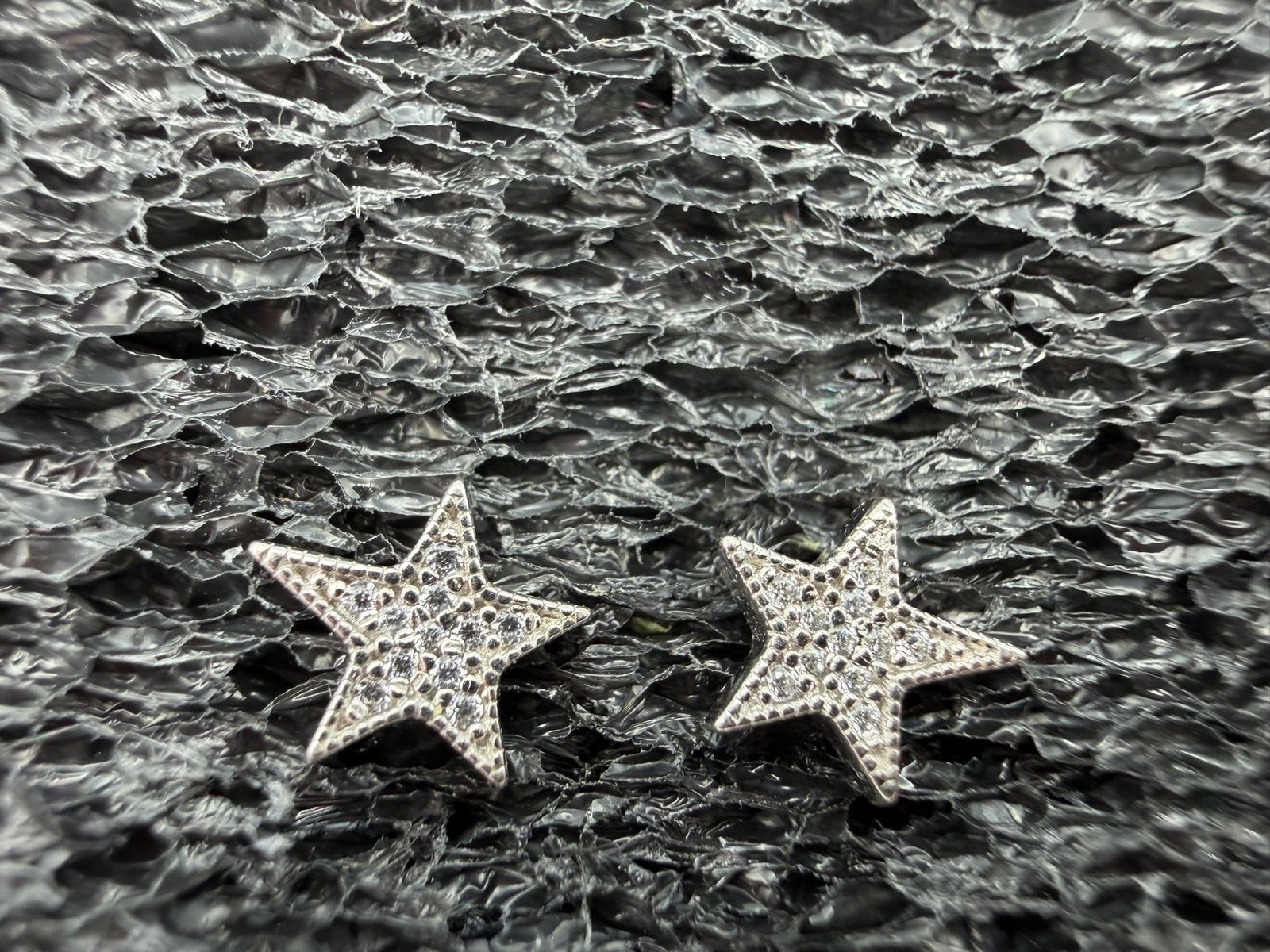 0.57g Vintage Sterling Silver 925 Star Shaped Earrings Sparkly Dainty Studs