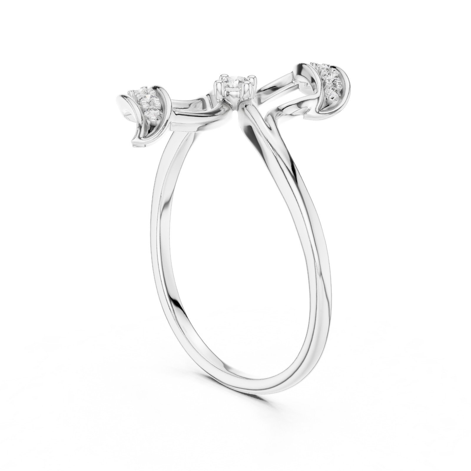 Natural Certfied Round VVS1/D Diamond Petite Twist Engagement Ring 14k Gold Over
