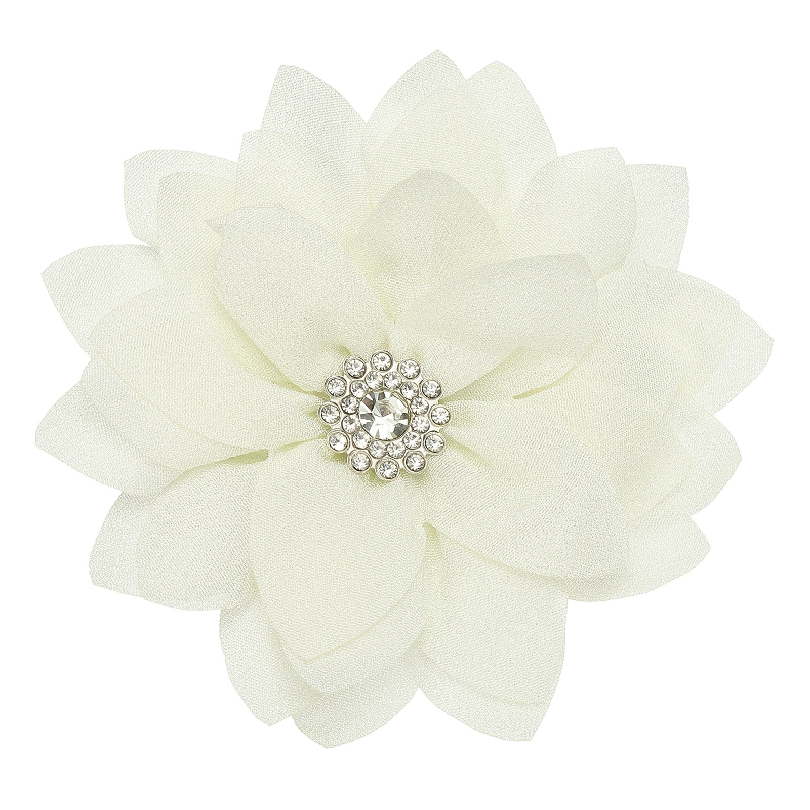 Flower Brooch Pin, Hair Flower Clips Floral Brooch for Women Clothes Beige