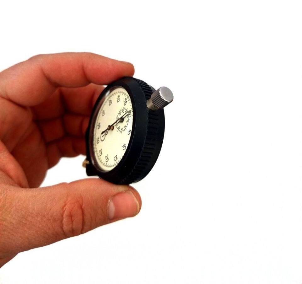 Soviet AGAT Stop Watch 16 jewels Chronometer 2 dials 30-min / 60-sec Black NOS