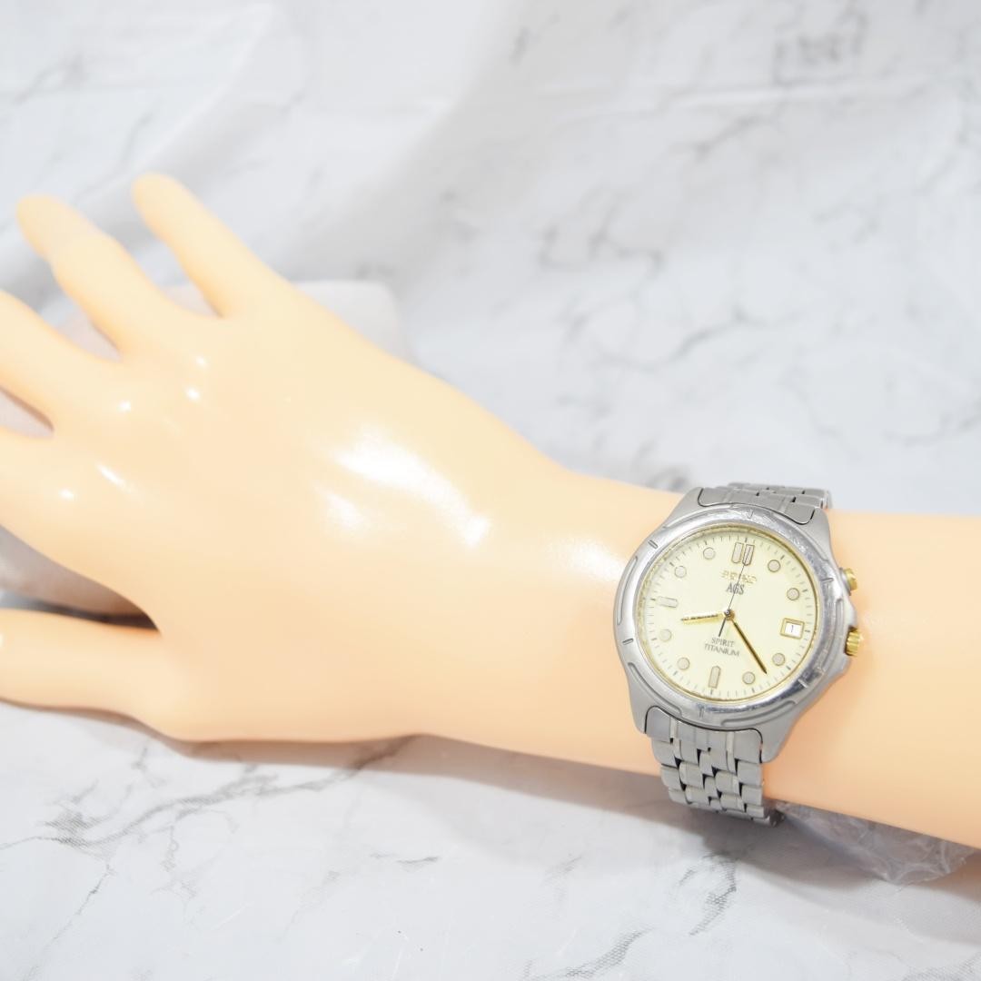 1996 SEIKO Spirit AGS Titanium watch with date display, non-functional.