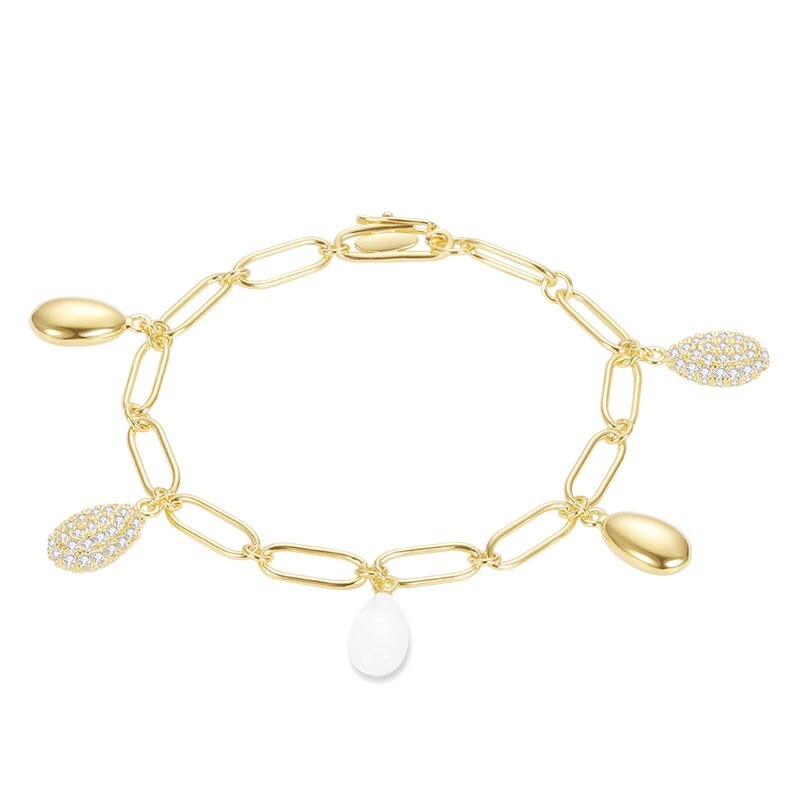 Arista 5 Charm Bracelet 1.56ct Moissanite Sterling Silver 14k gold vermeil Gift