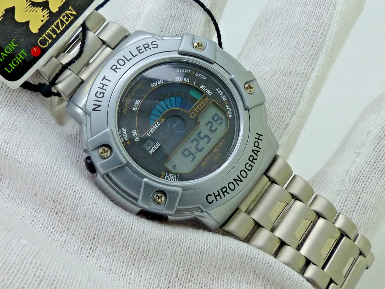 Citizen Night Rollers Magic Light Chronograph MC4000-51E NOS Watch w/ Cert