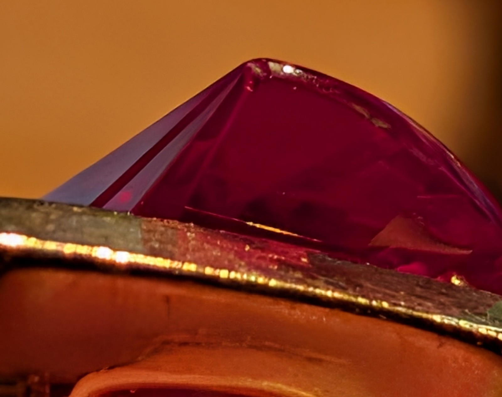 Dark Pink Strellman Lighthouse 14k Gold Ring